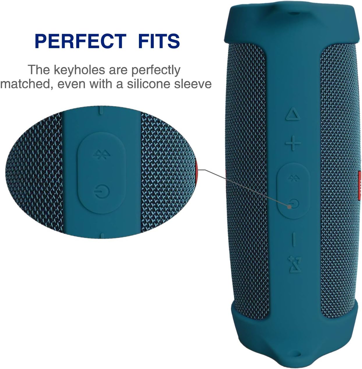 LTGEM Funda de silicona para altavoz JBL Charge 4, funda protectora de viaje de gel suave, bolsa de goma impermeable con correa para el hombro (azul)