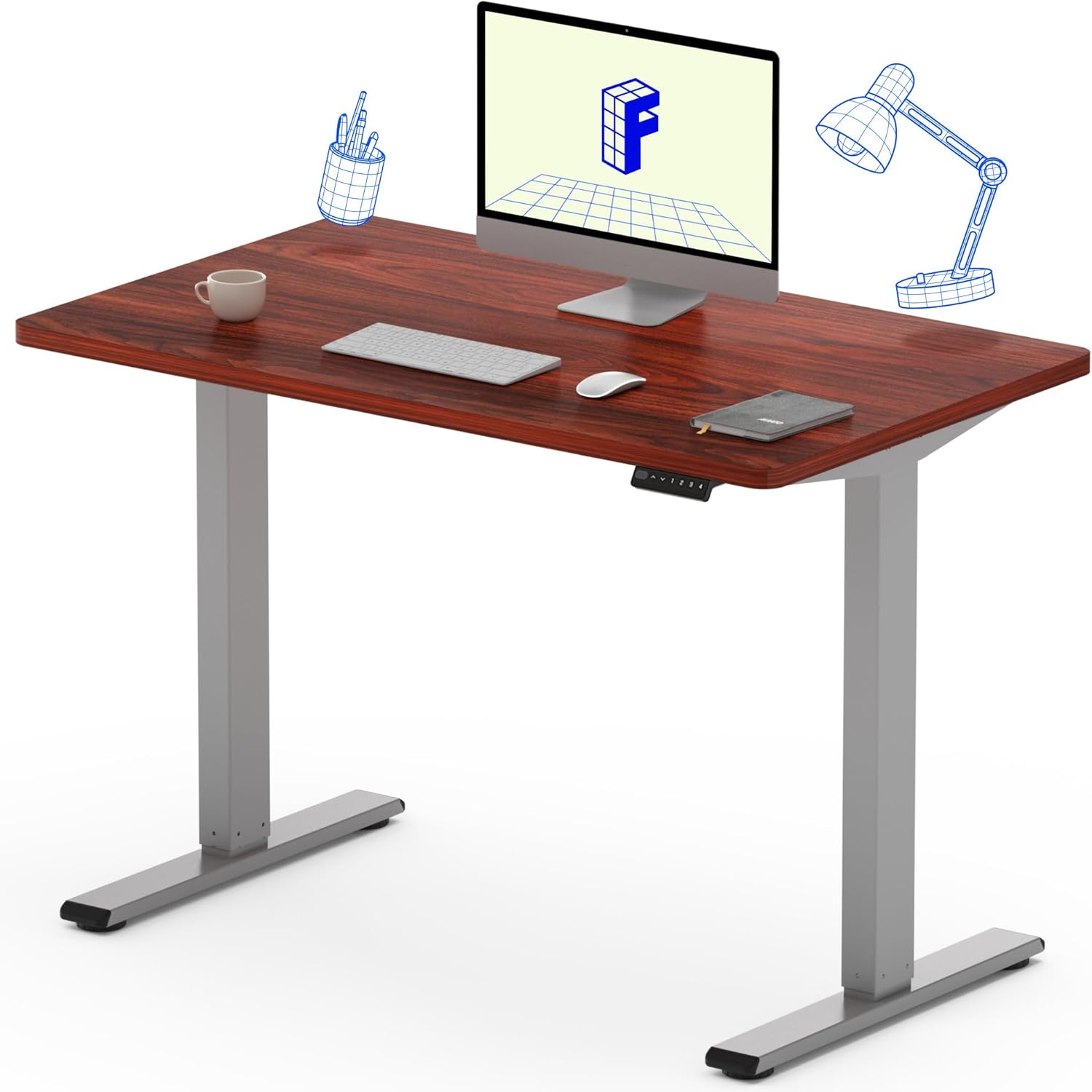 FLEXISPOT Escritorio ajustable de 40 x 24 pulgadas, escritorio de trabajo eléctrico de altura ajustable con losa sólida (marco gris + parte superior