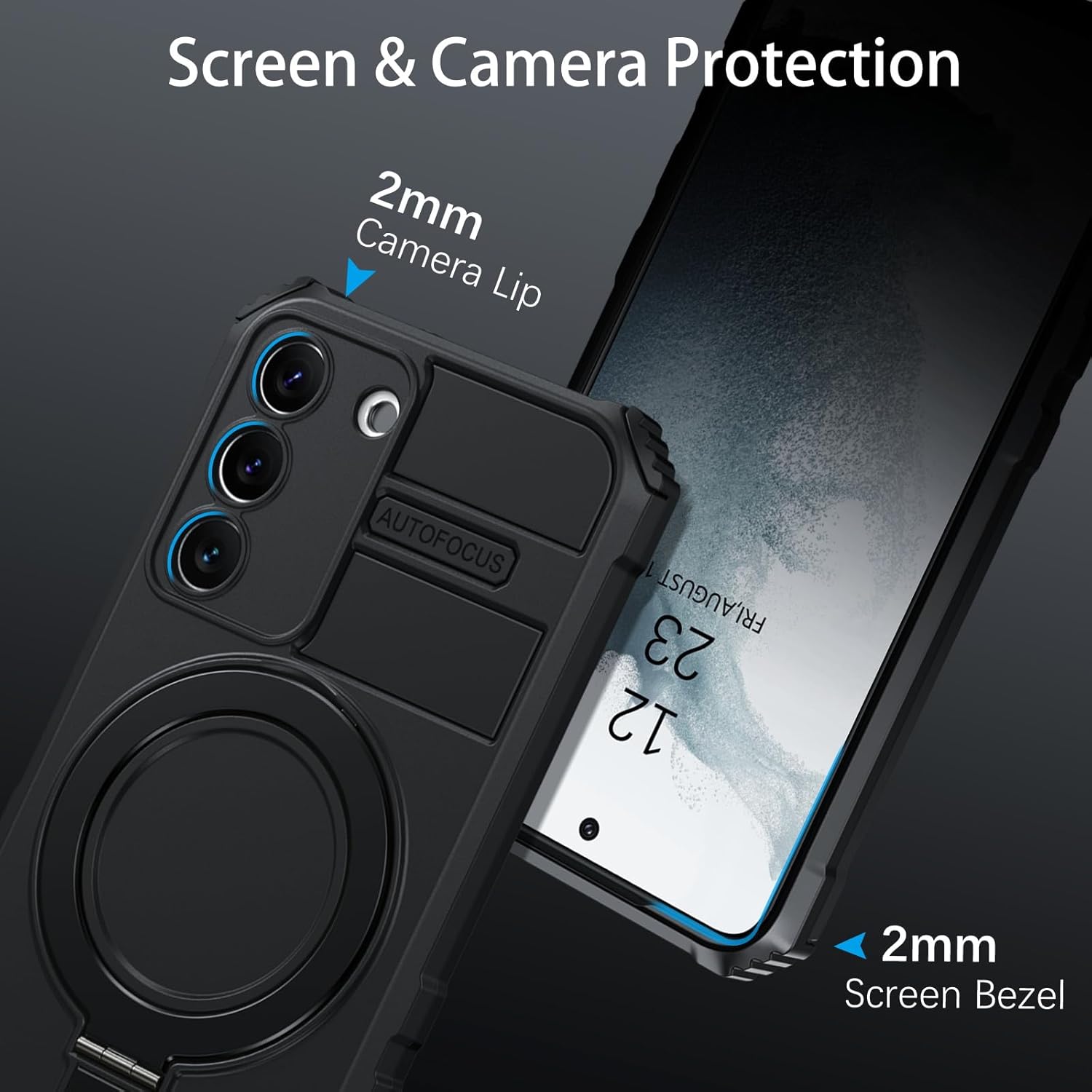 DUEDUE Funda magnética para Samsung Galaxy S22 con soporte integrado y soporte para anillo compatible con MagSafe, grado militar, a prueba de