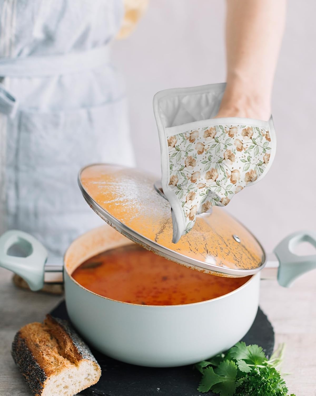 Juego de 3 agarraderas de tela de toalla con bolsillo para cocina, antideslizantes y aislantes de calor, con bolsillo, guantes gruesos para horno,