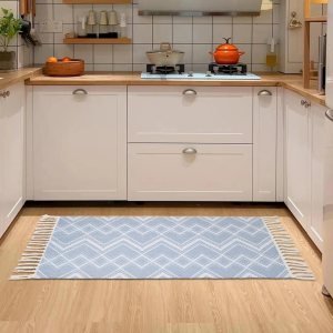 NECHEGI Alfombra de pasillo de cocina bohemia con borla, 47 x 23 pulgadas, lavable, tapete marroquí para entrada, lavandería, dormitorio, pasillo, NECHEGI Alfombra de pasillo de cocina bohemia con borla, 47 x 23 pulgadas, lavable, tapete marroquí para entrada, lavandería, dormitorio, pasillo,