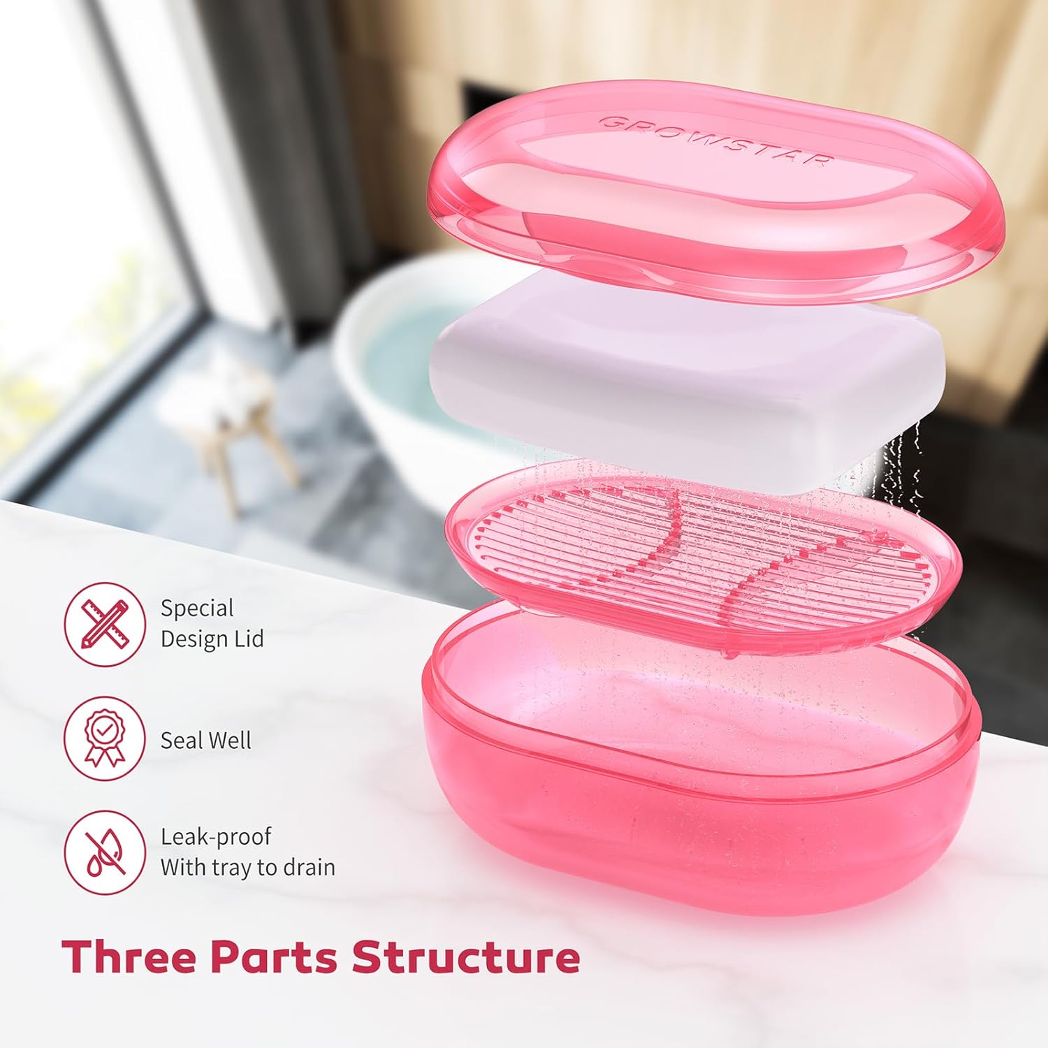 Paquete de 4 soportes transparentes para jabón, contenedor de jabón de viaje, jabonera portátil con tapa, funda de jabón a prueba de fugas para