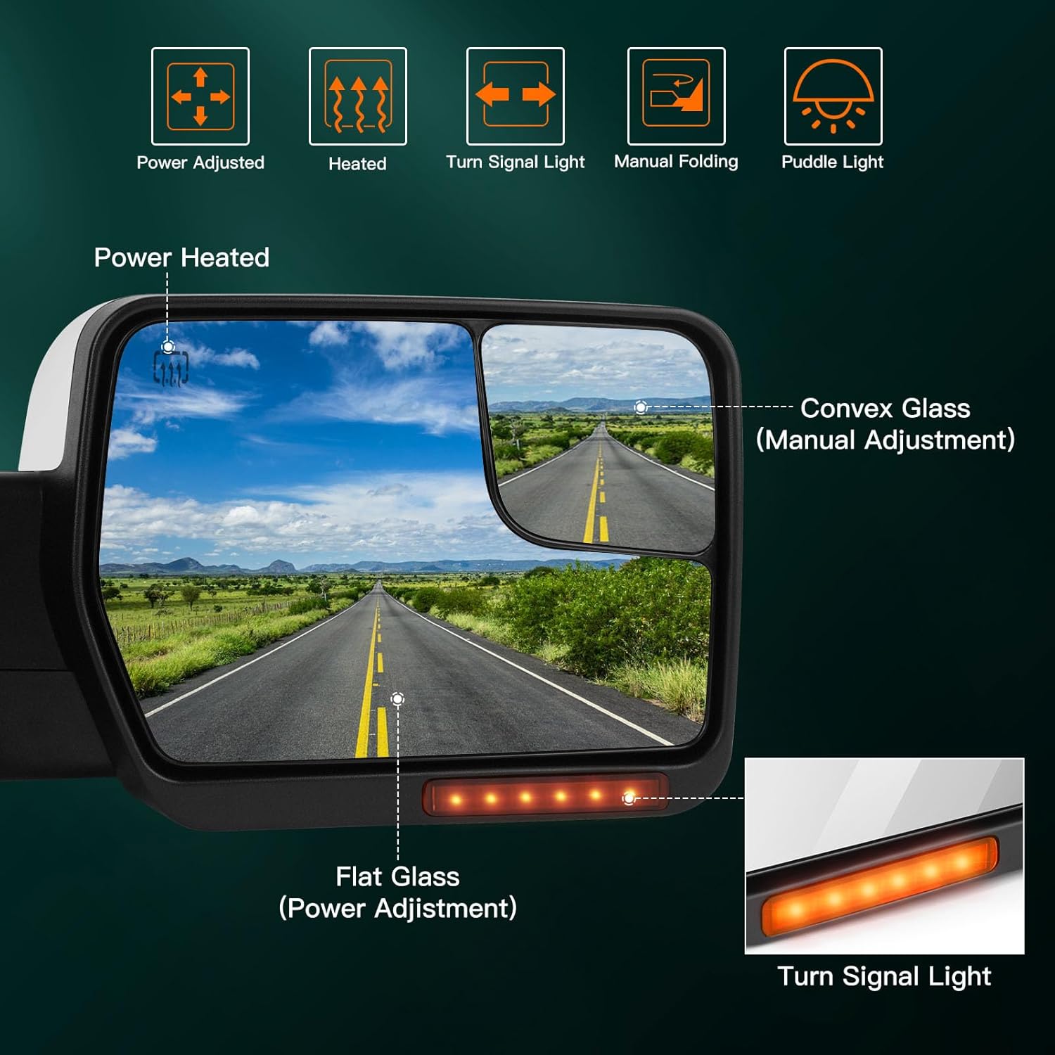SCITOO – Espejos retrovisores laterales eléctricos para camioneta Ford F-150 modelos 2004 a 2014, con calefacción y direccionales