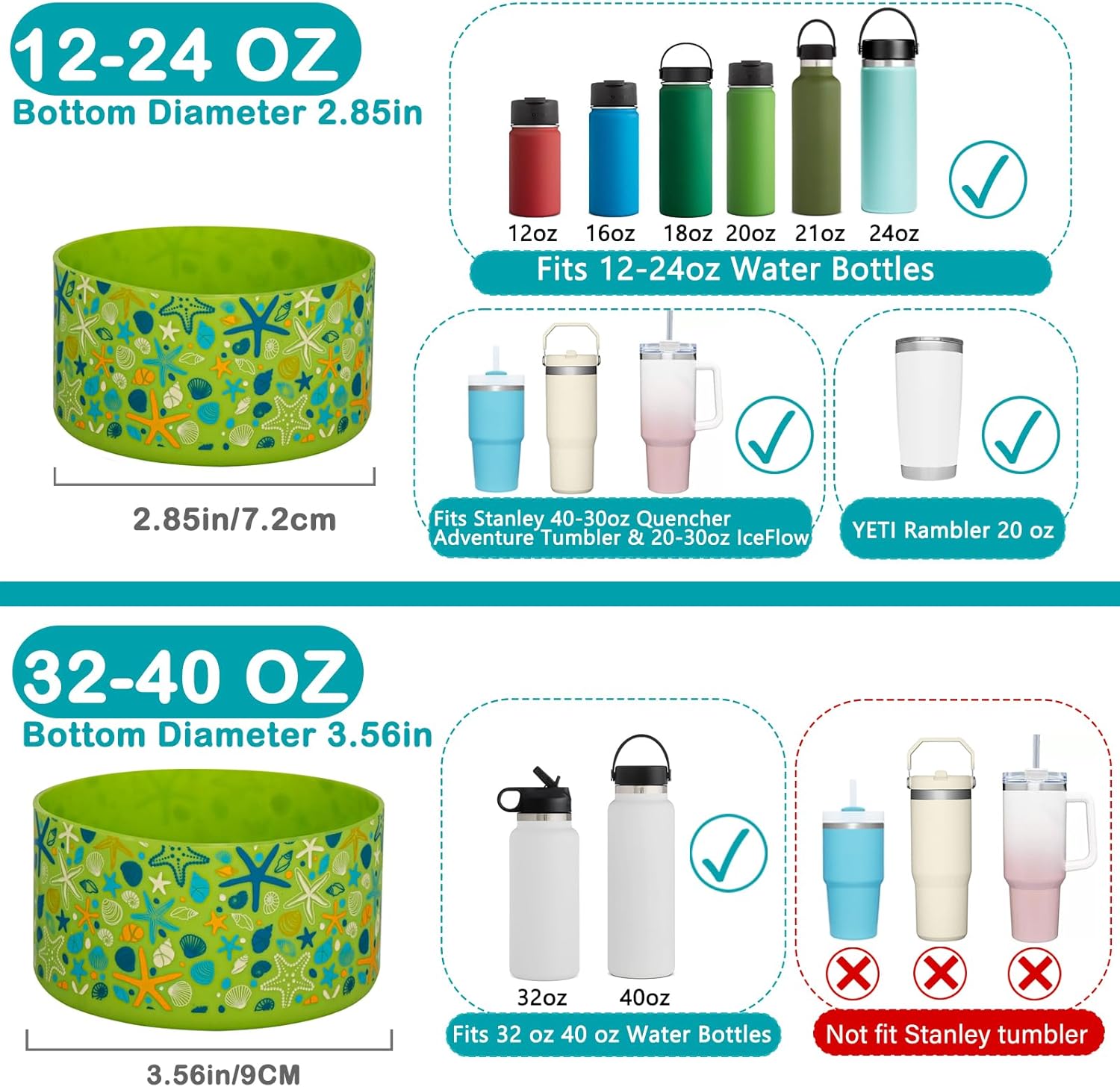 Protective Flask – Bota de silicona de 12 a 40 onzas para botella de agua Hydro Flask, y compatible con Stanley Tumbler, Yeti, Simple Modern,