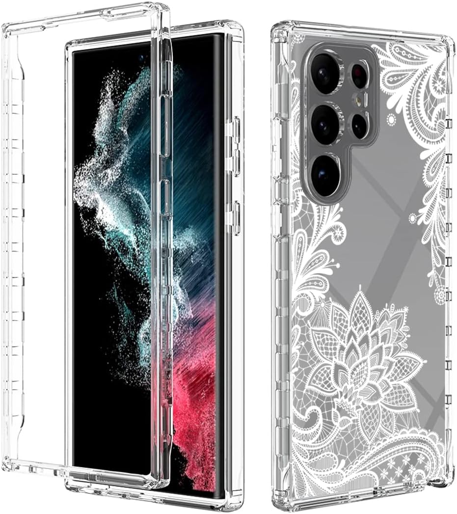 Tothedu Funda para Samsung Galaxy S23 Ultra 5G, Samsung S23 Ultra con protector de pantalla de vidrio templado, funda protectora de cuerpo completo