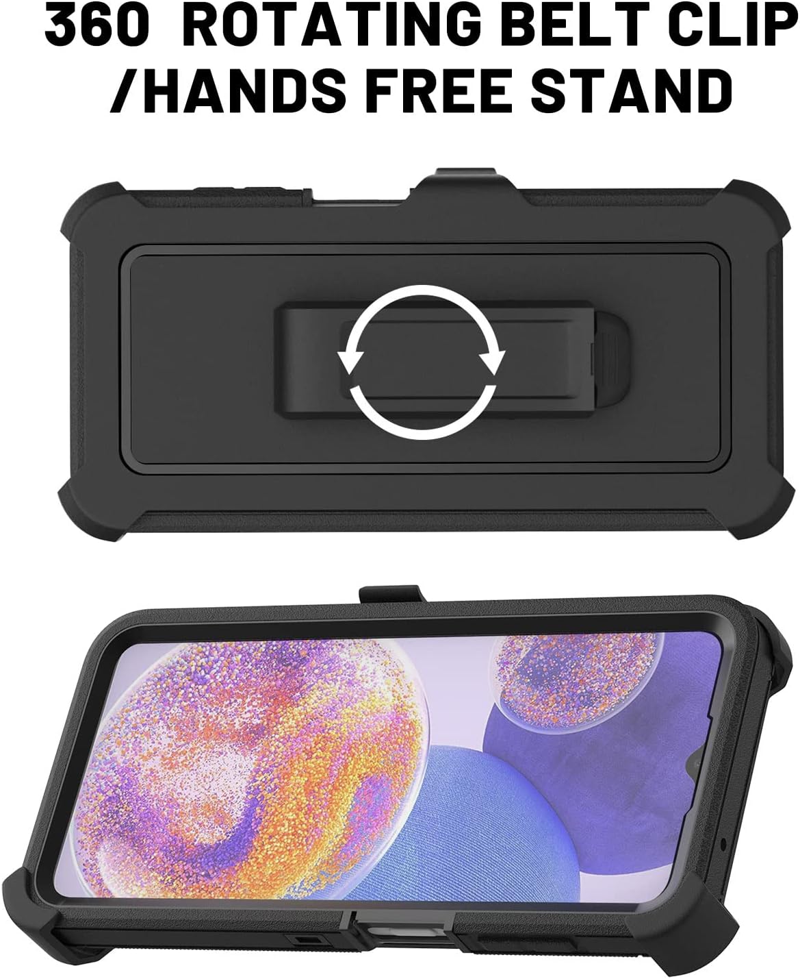 AICase Funda para Galaxy A23 con clip para cinturón (6.6 pulgadas), resistente y resistente, protección duradera de grado militar, a prueba de
