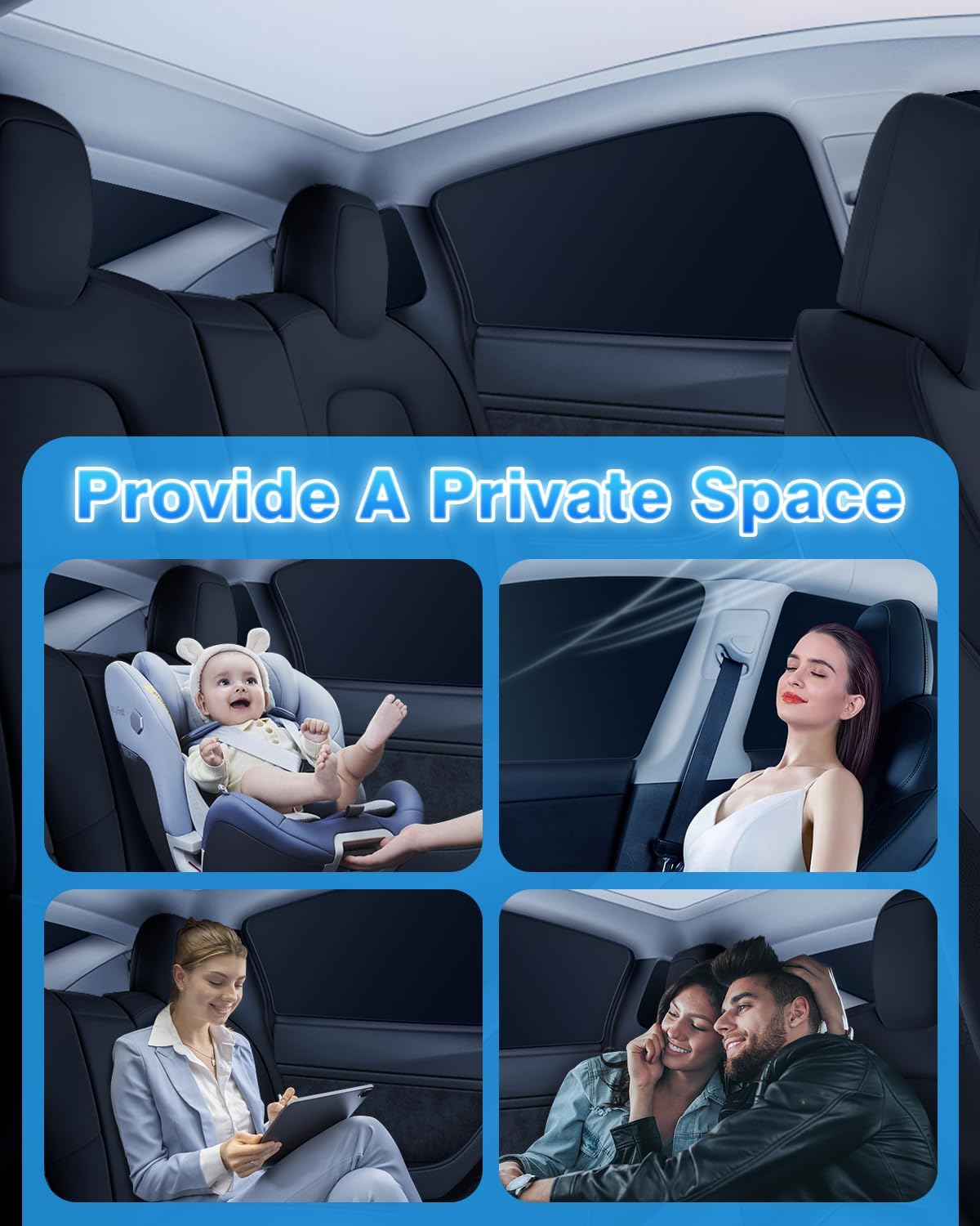 8 parasoles de privacidad para ventana Tesla modelo Y, 2 en 1, visera reflectante de cristal de hielo para Tesla Model Y 2020-2024, para todas las