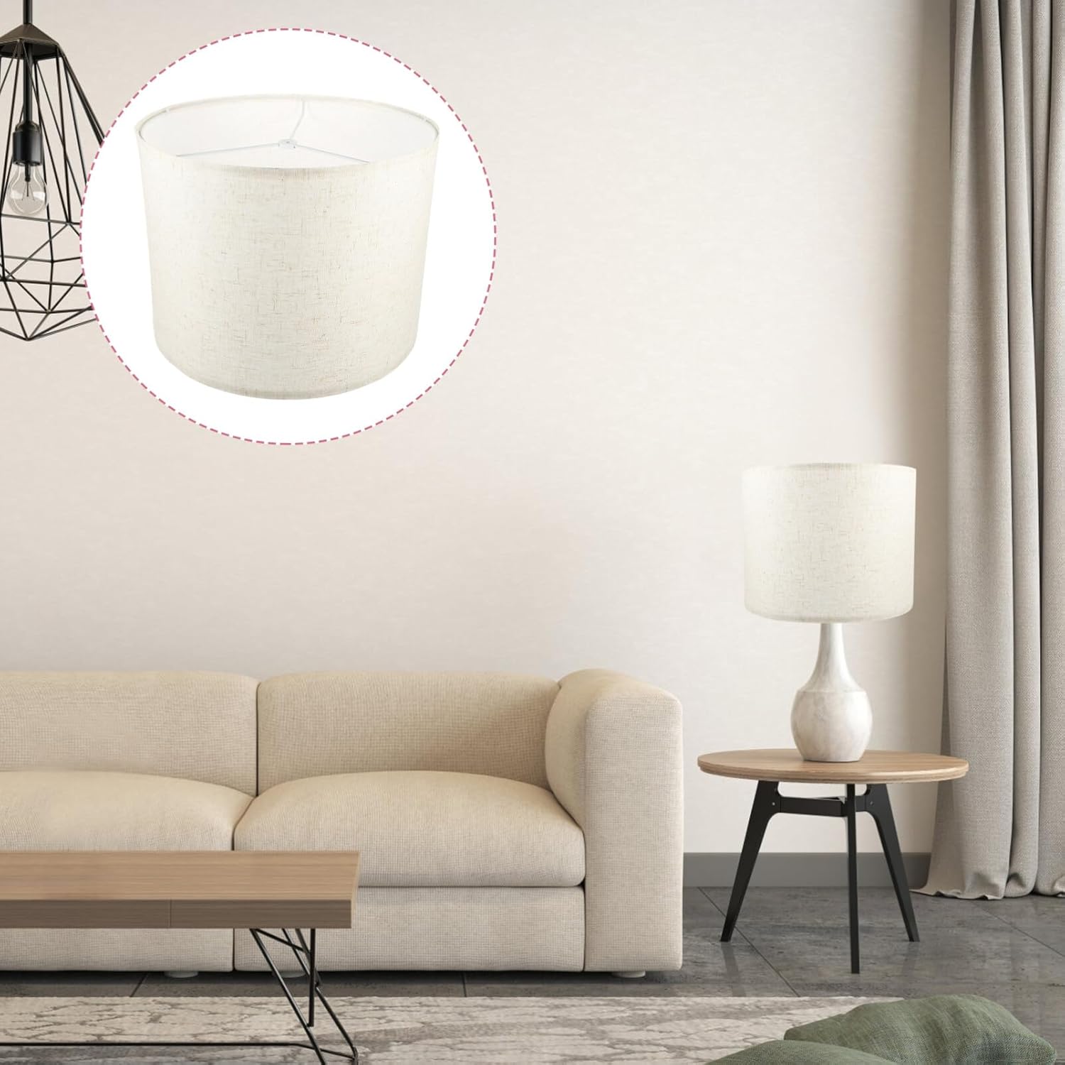 Didiseaon Pantalla de lino para lámpara de tambor mediano, pantalla colgante, pantalla de pared, pantalla desmontable, reemplazo para lámpara de pie