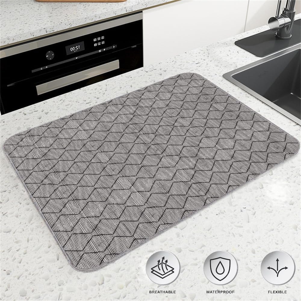 DEVBEST Tapete para secar platos  Tapetes de secado de platos ultra absorbentes  Lavable a máquina y secado súper rápido  Solución práctica para