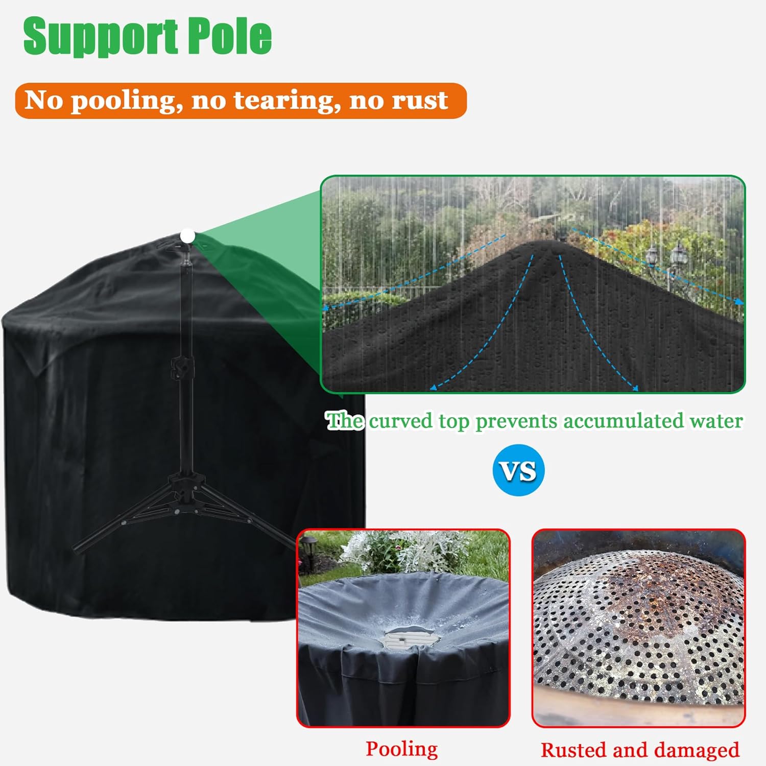 WOMACO Cubierta para fogata individual Yukon – Refugio resistente al aire libre con soporte de poste y asa, impermeable, accesorios para fogatas de