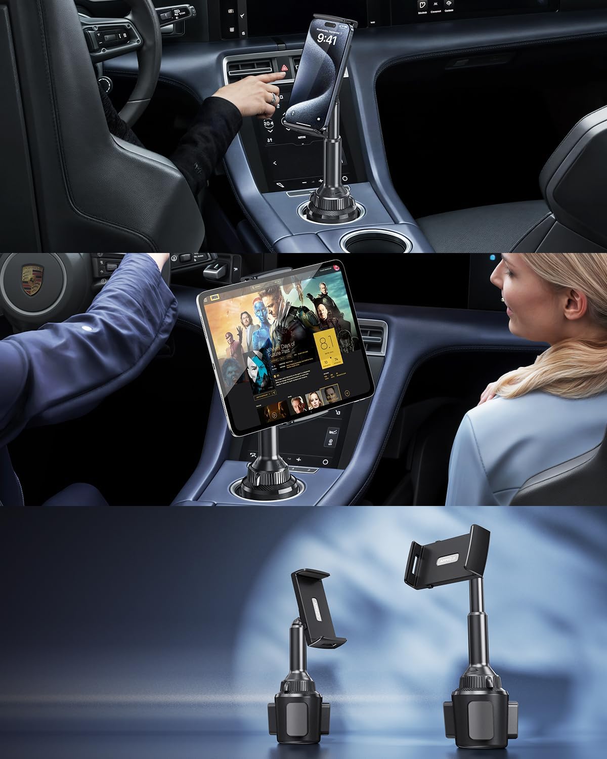 APPS2Car Soporte para tablet para automóvil, soporte para tableta de automóvil con abrazadera ajustable (hasta 8.3 pulgadas), soporte de iPad