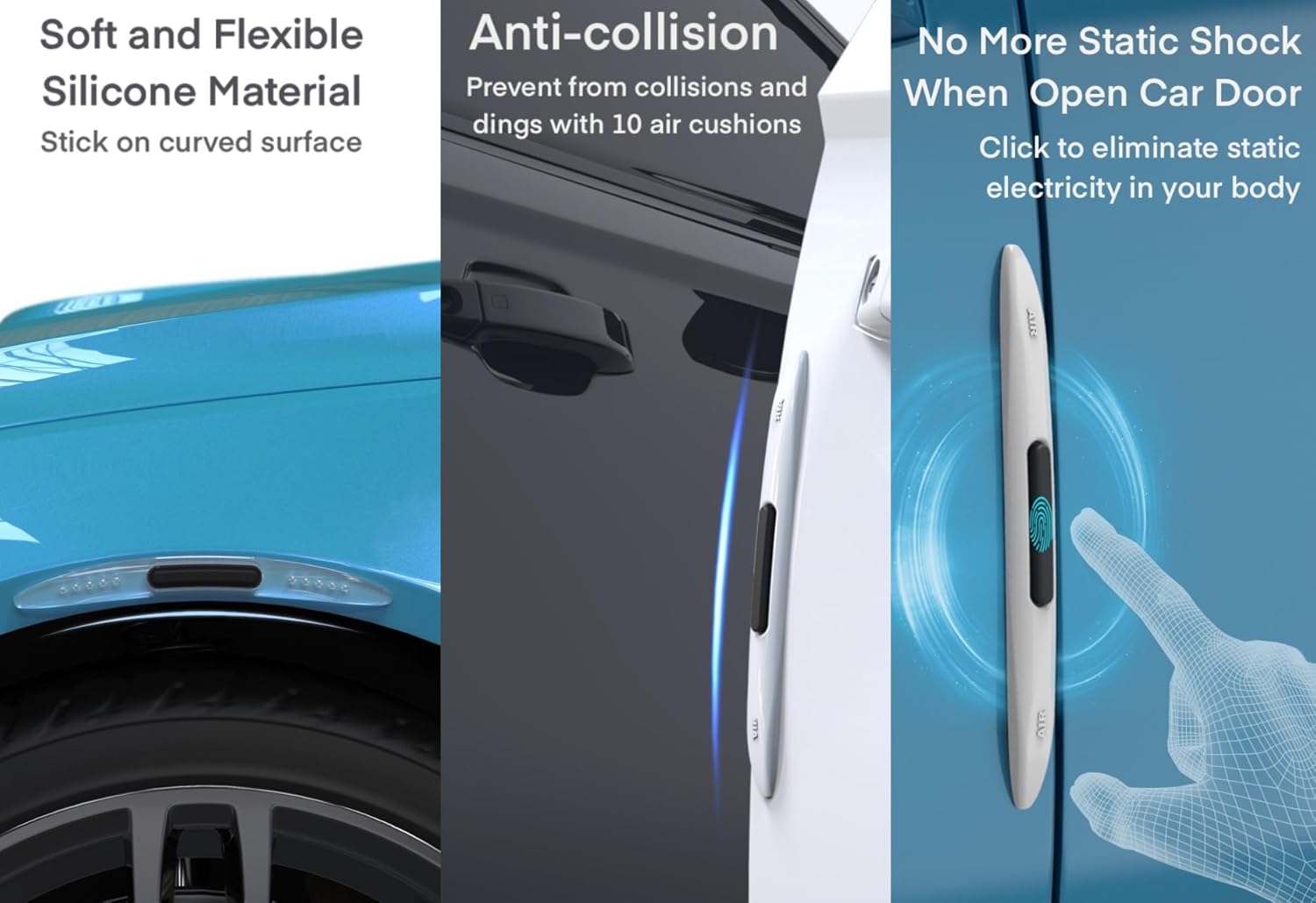 4 protectores de borde de puerta de automóvil, protector de silicona para automóvil, protector universal anticolisión, tiras protectoras de