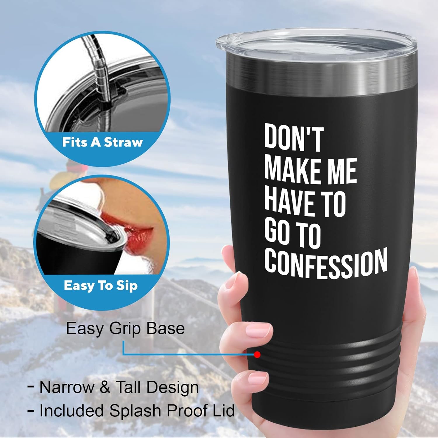 Vaso cristiano negro de 20 onzas  Don’t Make Me Have to Go to Confession  Catholic Bible Catholic Sarcasm Priest Father’s Day