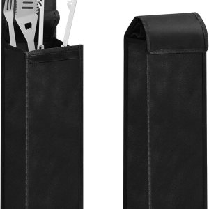 Amylove Bolsa de herramientas para barbacoa, contenedor de almacenamiento negro para utensilios de parrilla, resistente al agua, tela Oxford, Amylove Bolsa de herramientas para barbacoa, contenedor de almacenamiento negro para utensilios de parrilla, resistente al agua, tela Oxford,
