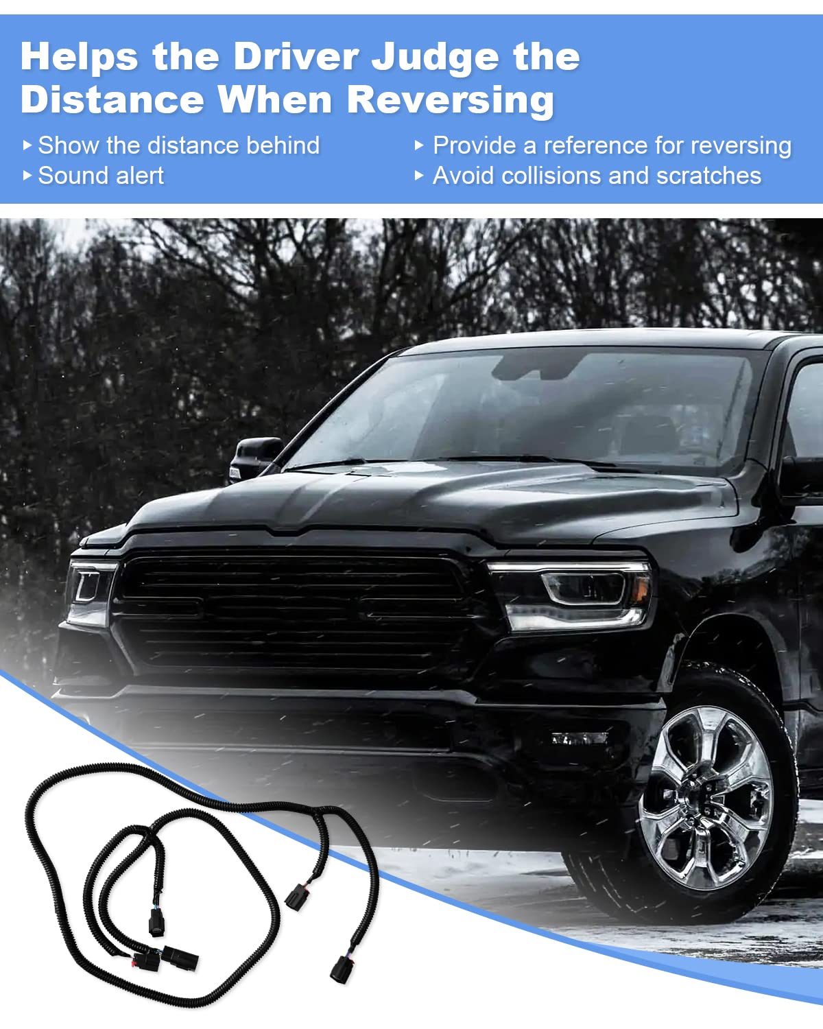ANODZU Arnés de cableado del sensor de asistencia de estacionamiento trasero para Dodge RAM 1500 2009-2019 2500 3500 2010-2018 Reemplazar