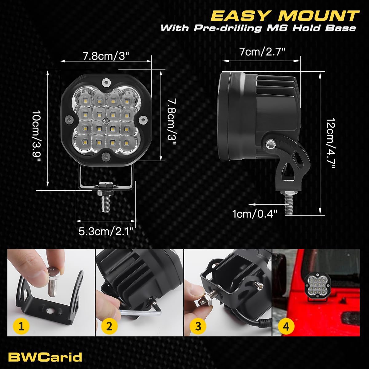 Kit de luces antiniebla LED de 3 pulgadas con interruptor, kit de luces antiniebla para todo terreno, 2 unidades, 50 W, impermeable, para Jeep,