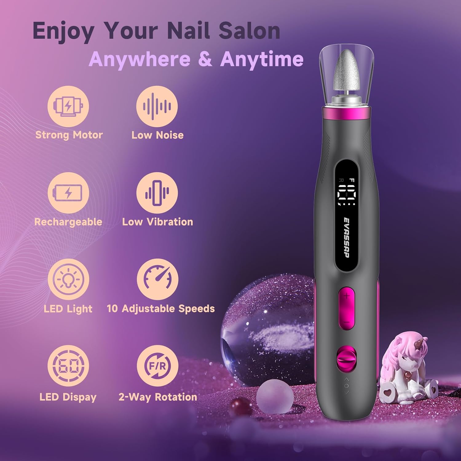 Taladro de uñas profesional, kit de lima de uñas eléctrica para uñas de gel acrílicas, herramientas eléctricas de manicura y pedicura, regalo de