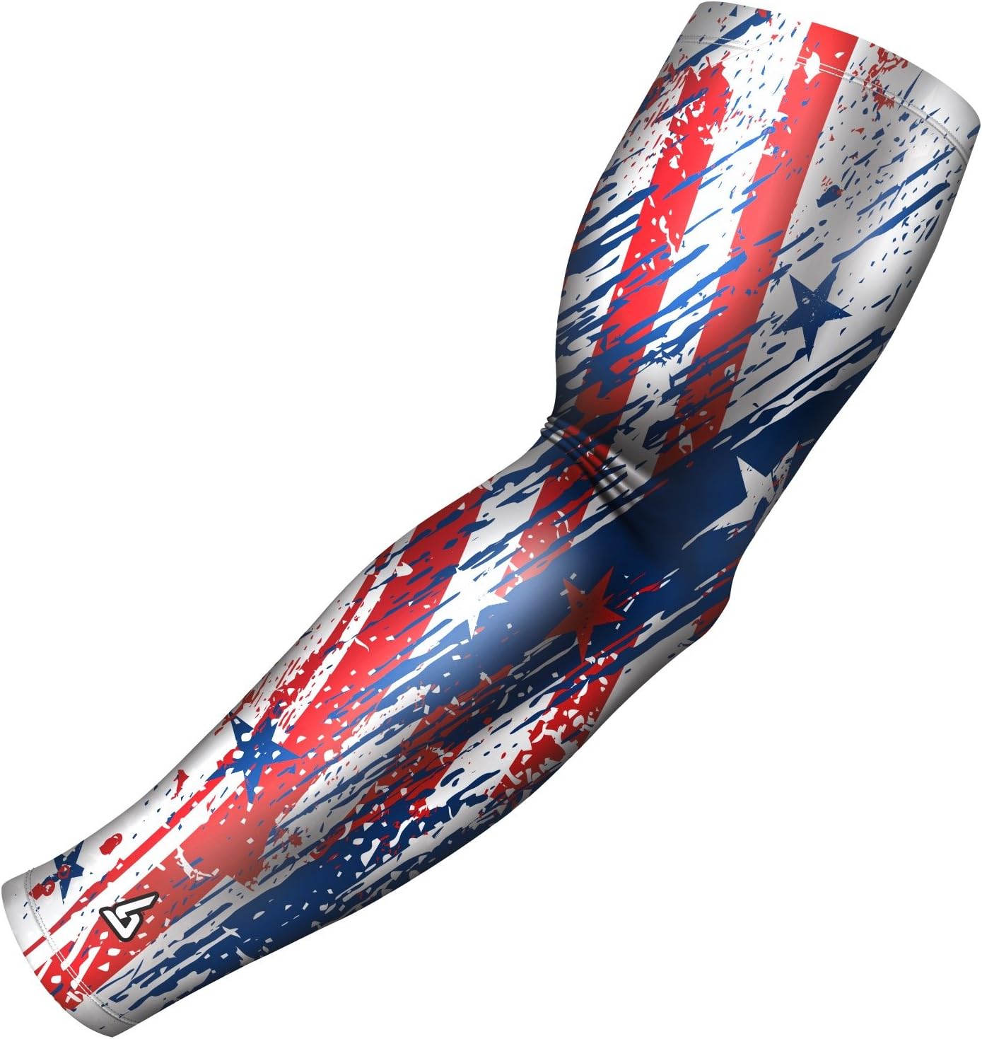 B-Driven Premium Pro-Fit Sports – Manga de compresión para brazo (individual) con diseños patrióticos, mangas para brazo de béisbol, hombres,