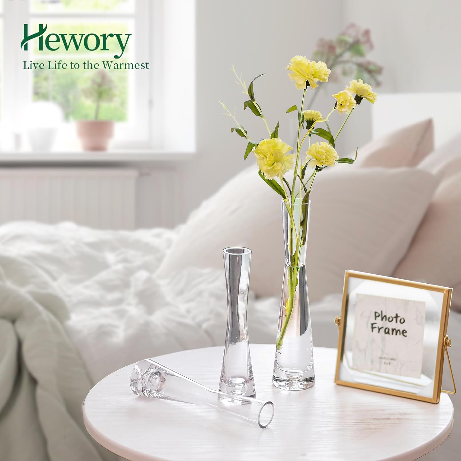 Hewory Juego de 36 jarrones de cristal para centros de mesa, hechos a mano, moderno, transparente, pequeño, delgado, decorativo, florero,