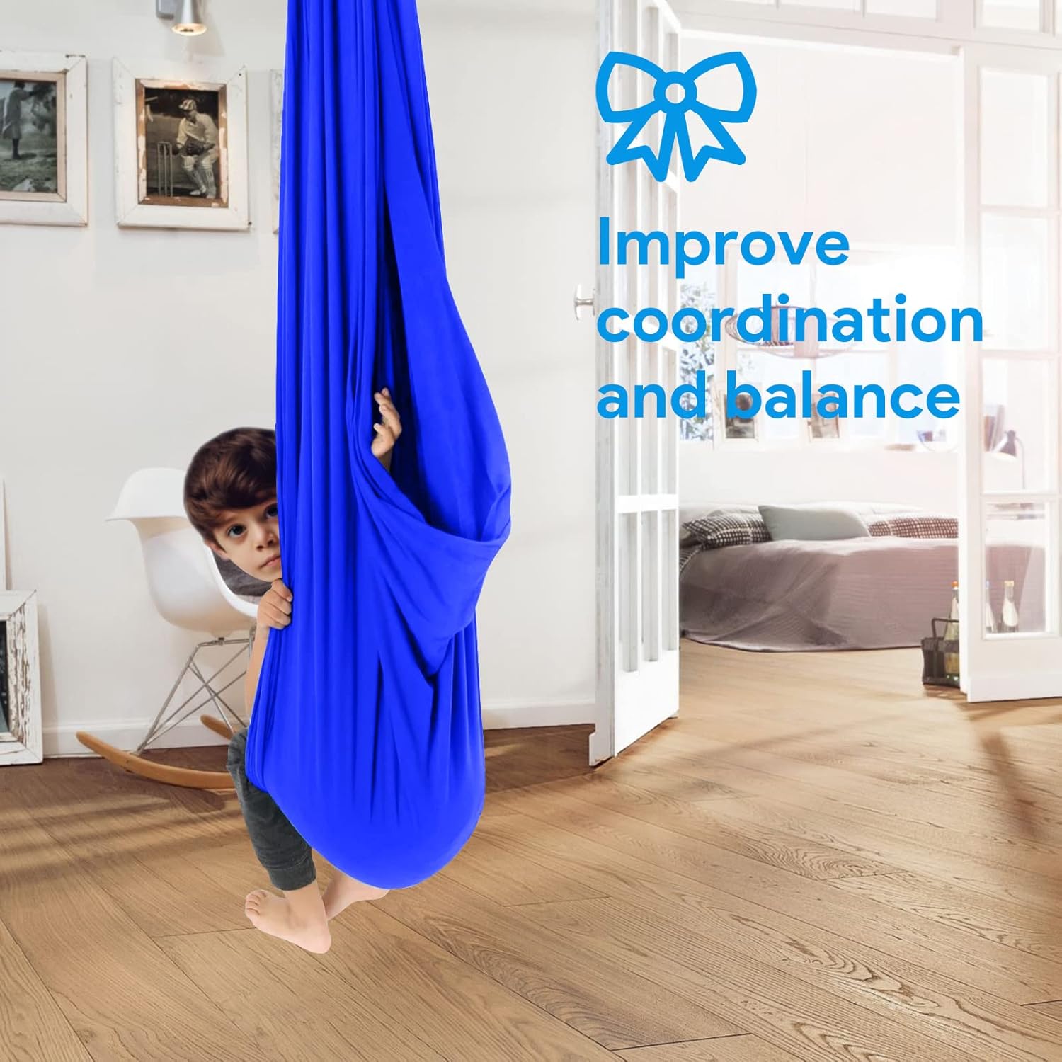 Columpio sensorial, columpio de terapia para niños y adultos, columpio para acurrucarse en interiores y exteriores, hamaca columpio para niños con
