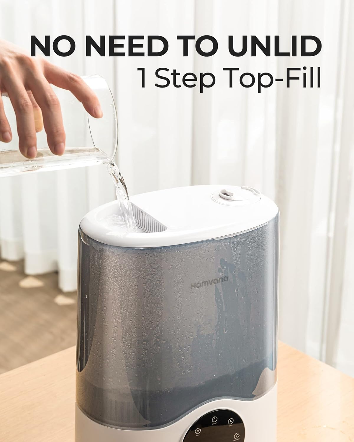 Homvana Humidificador inteligente para dormitorio, habitación grande, hogar, 7L cálido y fresco, niebla automática de 360, ajuste automático de