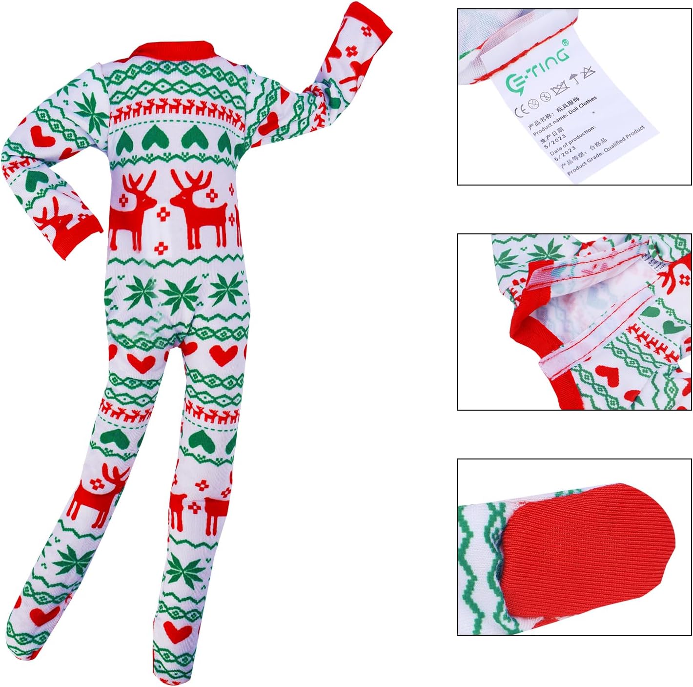 E-TING Ropa de Papá Noel, pijamas, camisón para muñeca elfa, accesorios de Navidad