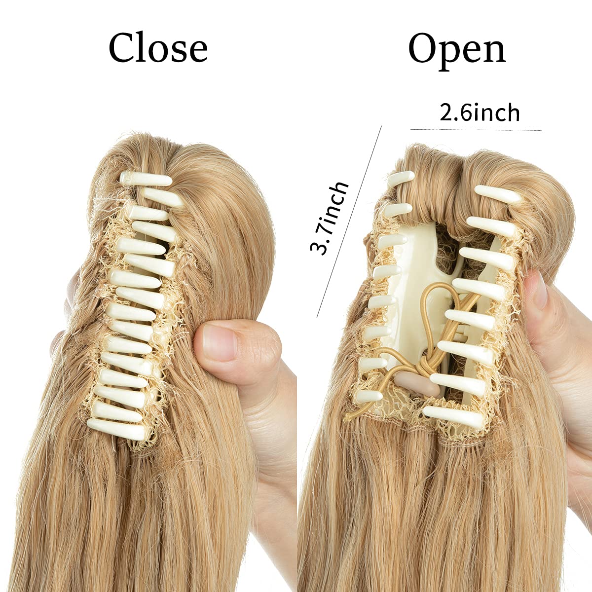 CJL HAIR Extensión de cabello corto con clip de garra, con cordón, color negro, marrón, ondulado, rizado, afro, sintético, sintético, resistente al