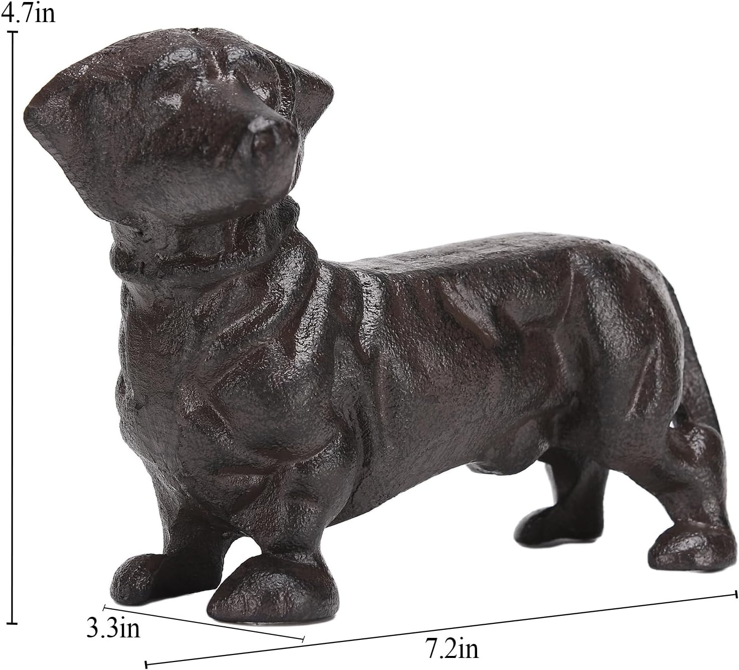BRASSTAR Cabeza giratoria de hierro fundido para mirar al perro salchicha estatua de mascota pisapapeles lindo cachorro estatuilla regalo jardín