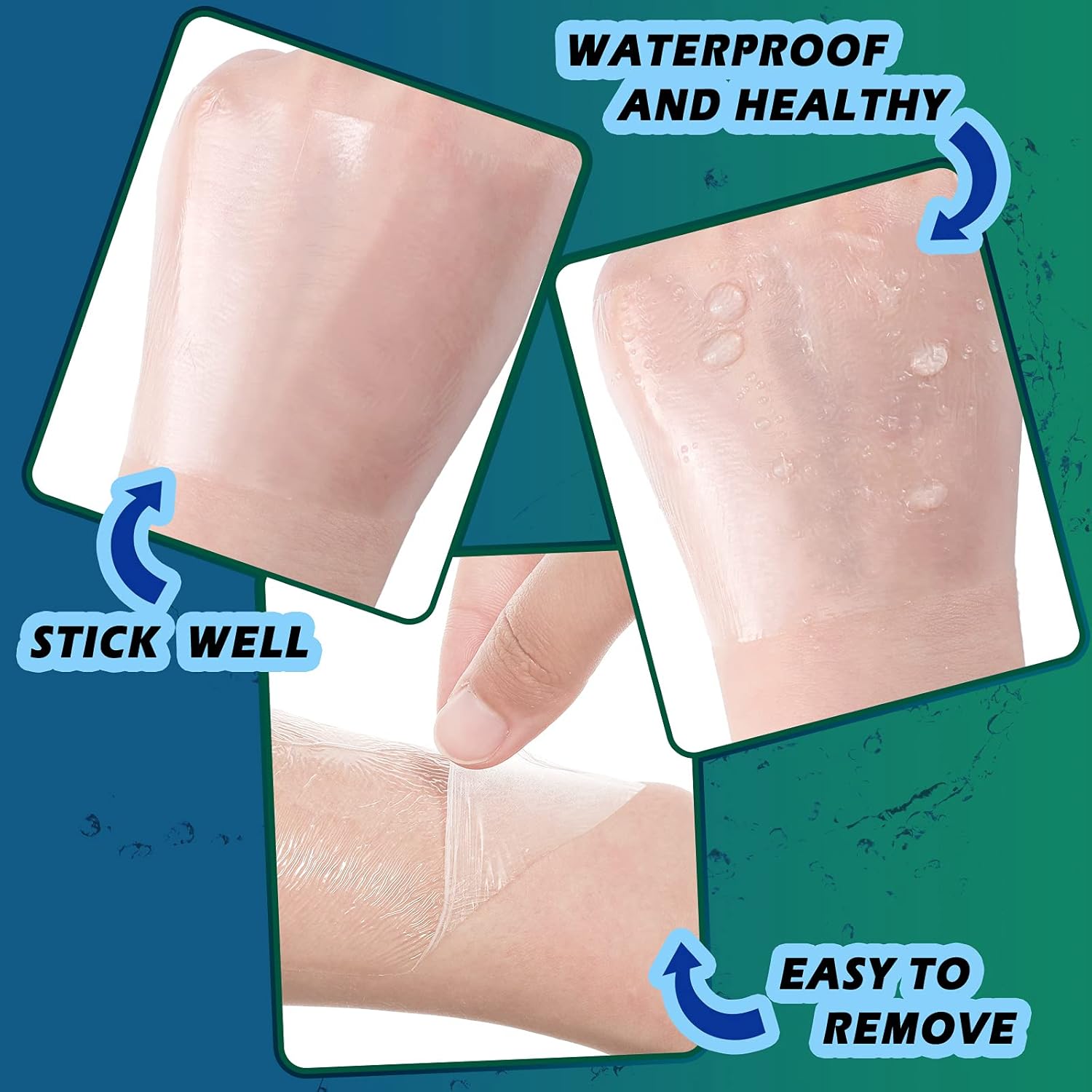 3 rollos de vendaje adhesivo transparente elástico impermeable vendaje adhesivo transparente protector película transparente para ducha, 3 tamaños