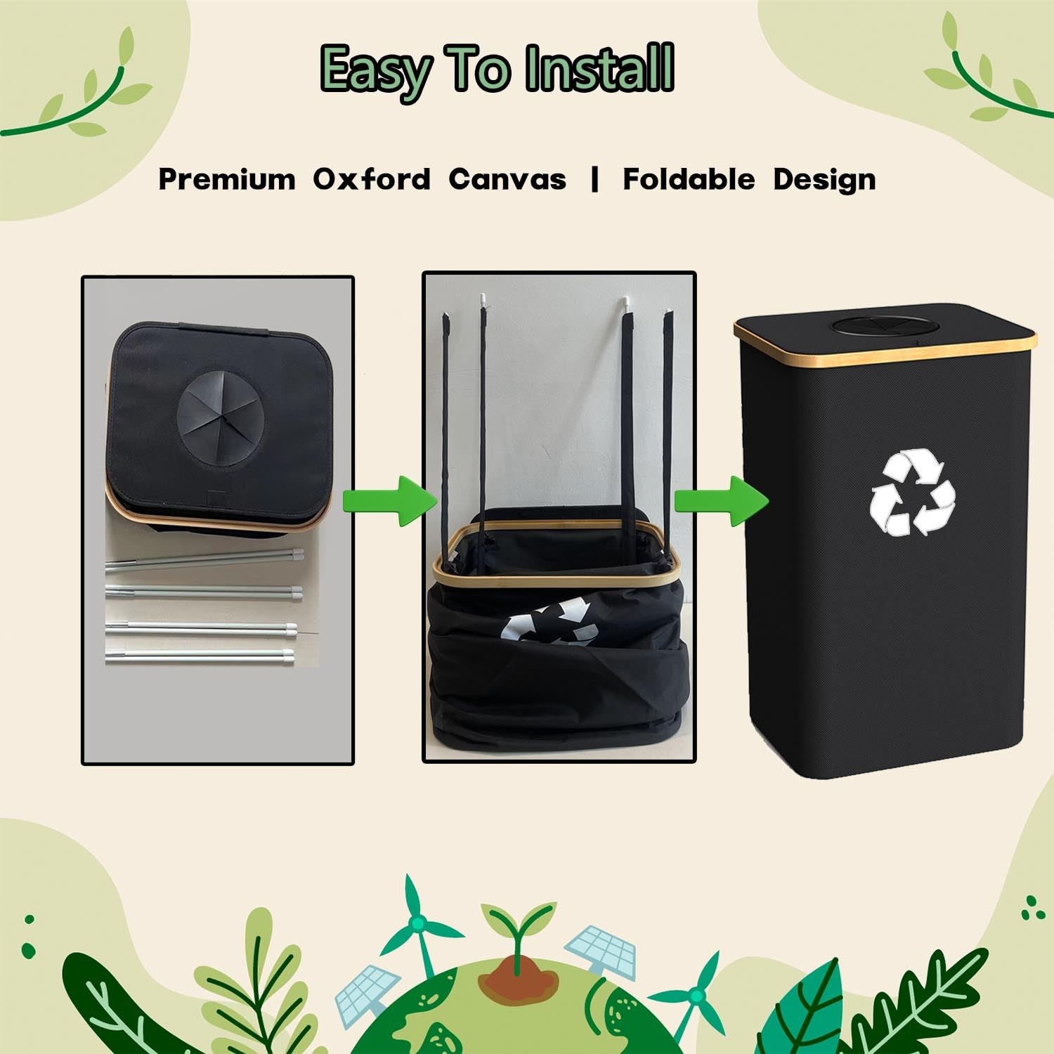 Pakusane Papelera de reciclaje para interiores, grande de 26 galones, 100 litros, con bolsa interior reutilizable, botella de plástico para residuos