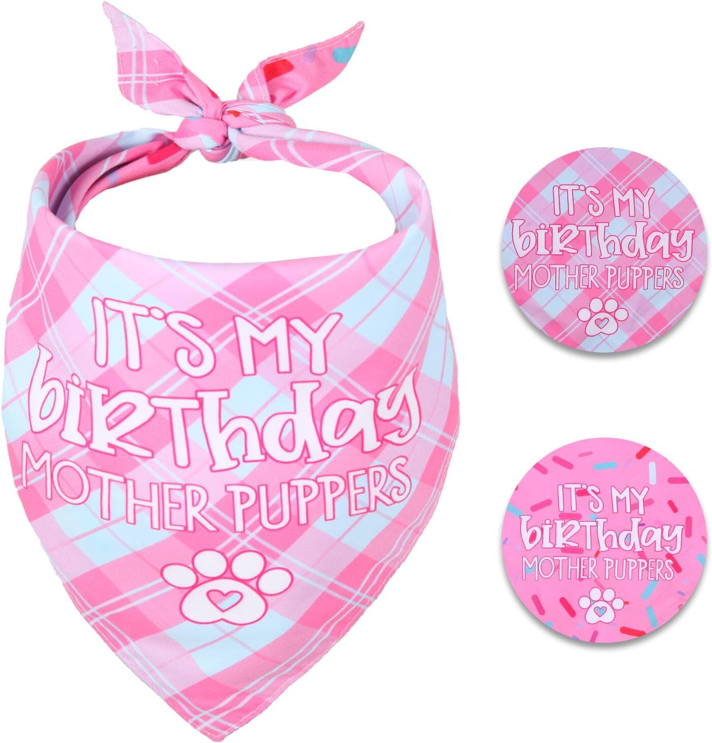 Bandana de cumpleaños para perro, pequeña, reversible, varios tamaños, para cumpleaños de perro, suministros de fiesta de cumpleaños para perros de