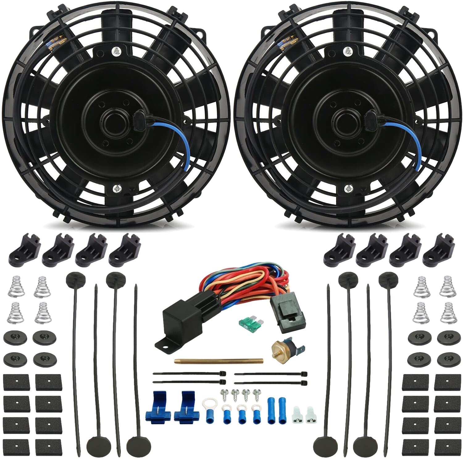 American Volt Ventiladores de refrigeración para radiador de motor eléctrico de 7 a 8 pulgadas, termostato de sonda de aleta de empuje de 3