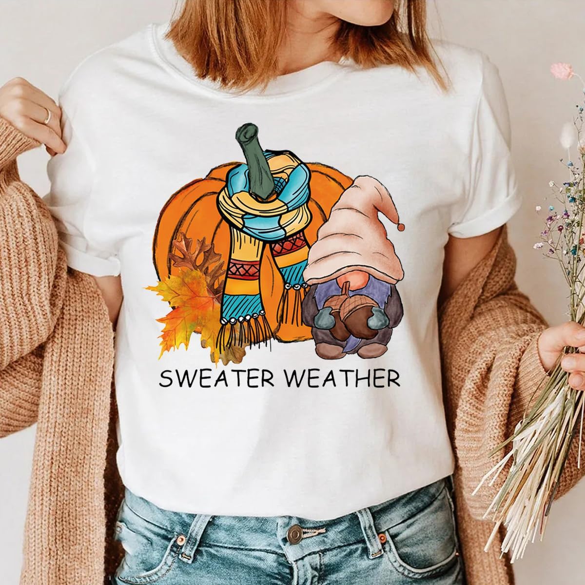 4 hojas de transferencia de hierro para otoño, parches para planchar, diseño de calabaza, gnomo, hoja de arce, adhesivo de vinilo de transferencia