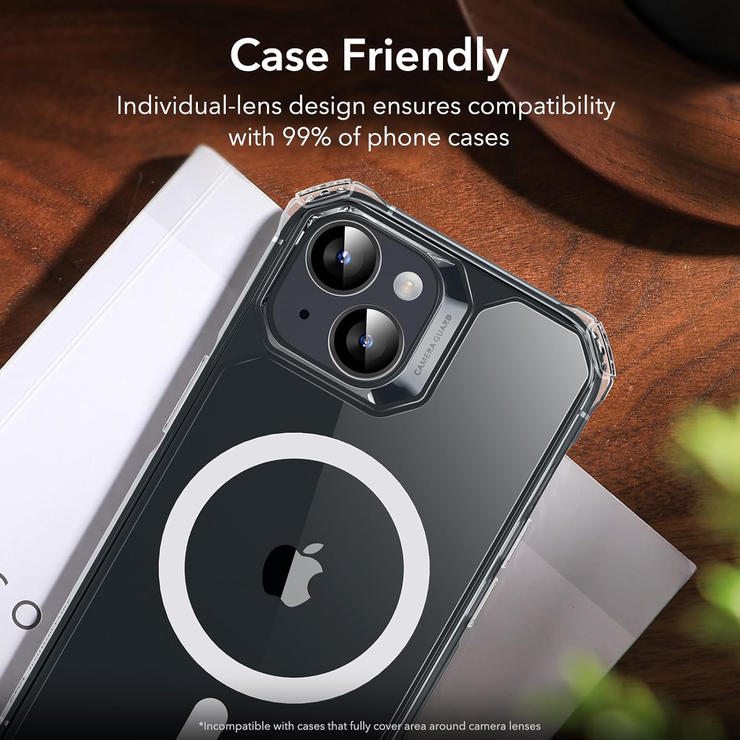 ESR Paquete de 2 protectores de lente de cámara para iPhone 1515 Plus1414 Plus, protectores individuales HD ultra resistentes, resistentes a los