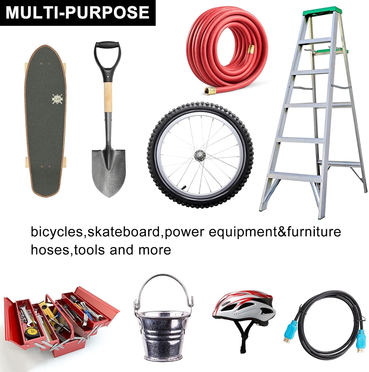 Menecor Ganchos de almacenamiento para bicicleta, 12 unidades, resistentes para montar en la pared, ganchos de tornillo grandes para pared, techo