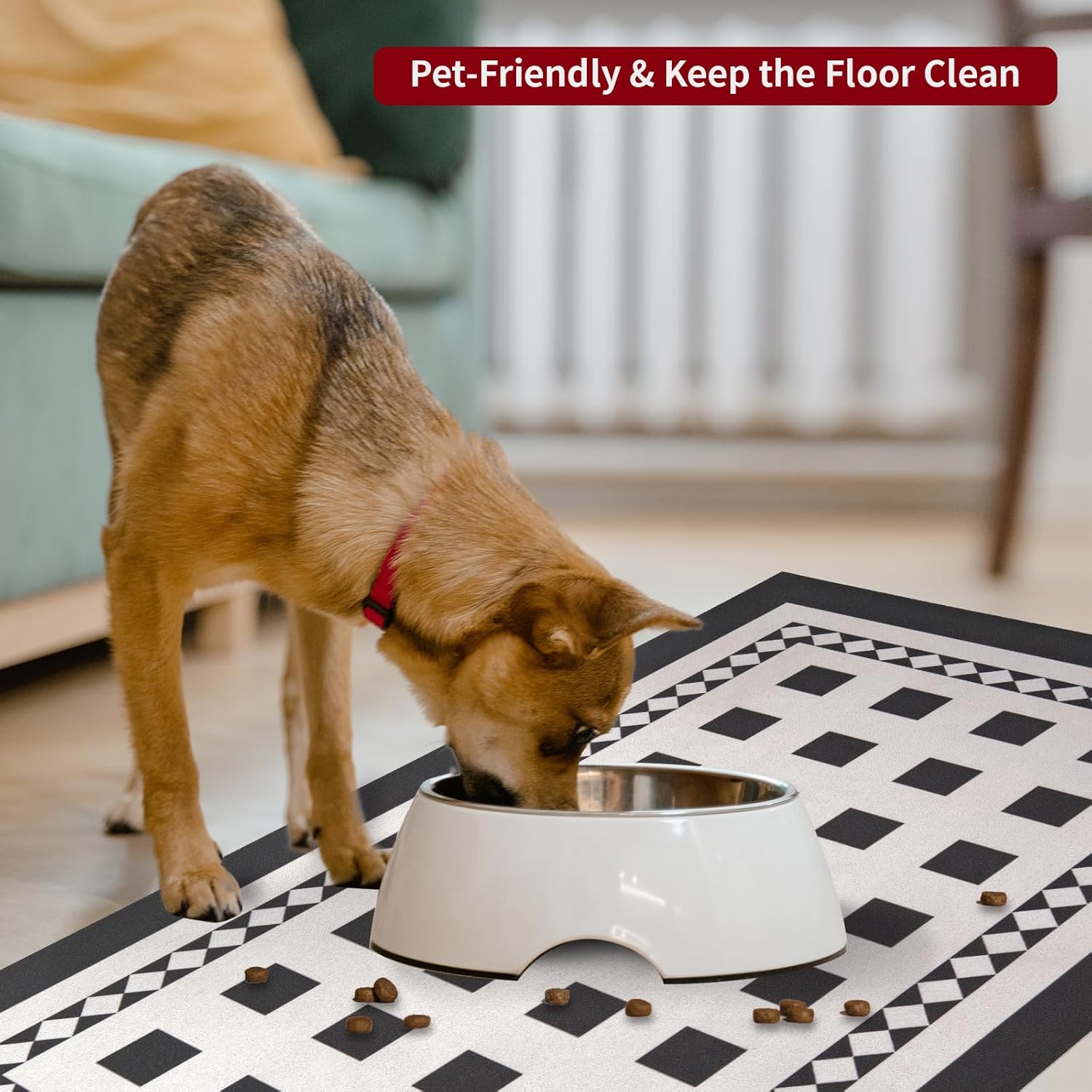 Tapete absorbente de comida para perros, tapete absorbente para comida de gato, tapete de comida para perros para suelos, tapete impermeable para
