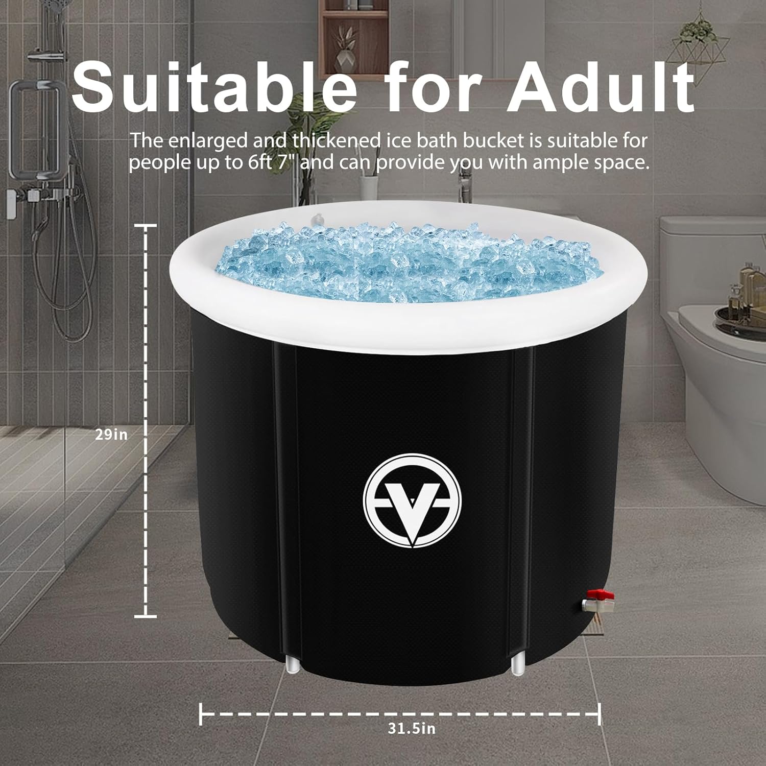 valktech Bañera de hielo para adultos, bañera grande independiente plegable, bañera de hidromasaje, bañera de hidromasaje, bañeras de tamaño adulto