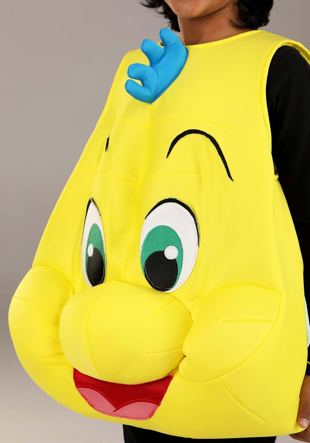 Disney – Disfraz de la Sirenita Flounder para niños, túnica de pez tropical de felpa amarilla