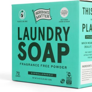 Ingredients Matter Detergente en polvo hipoalergénico sin fragancia de 36 onzas, a base de plantas, concentrado, 72 cargas Ingredients Matter Detergente en polvo hipoalergénico sin fragancia de 36 onzas, a base de plantas, concentrado, 72 cargas