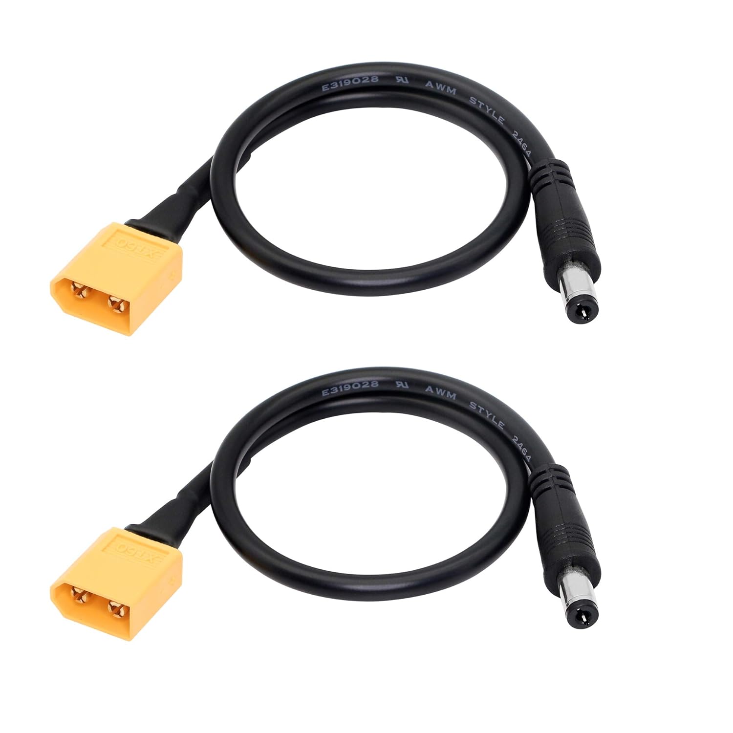 SinLoon Cable adaptador XT60 XT60, cable de carga XT60, conector de bala macho de CC de 0.217 in x 0.098 in para alimentación de monitor Fatshark