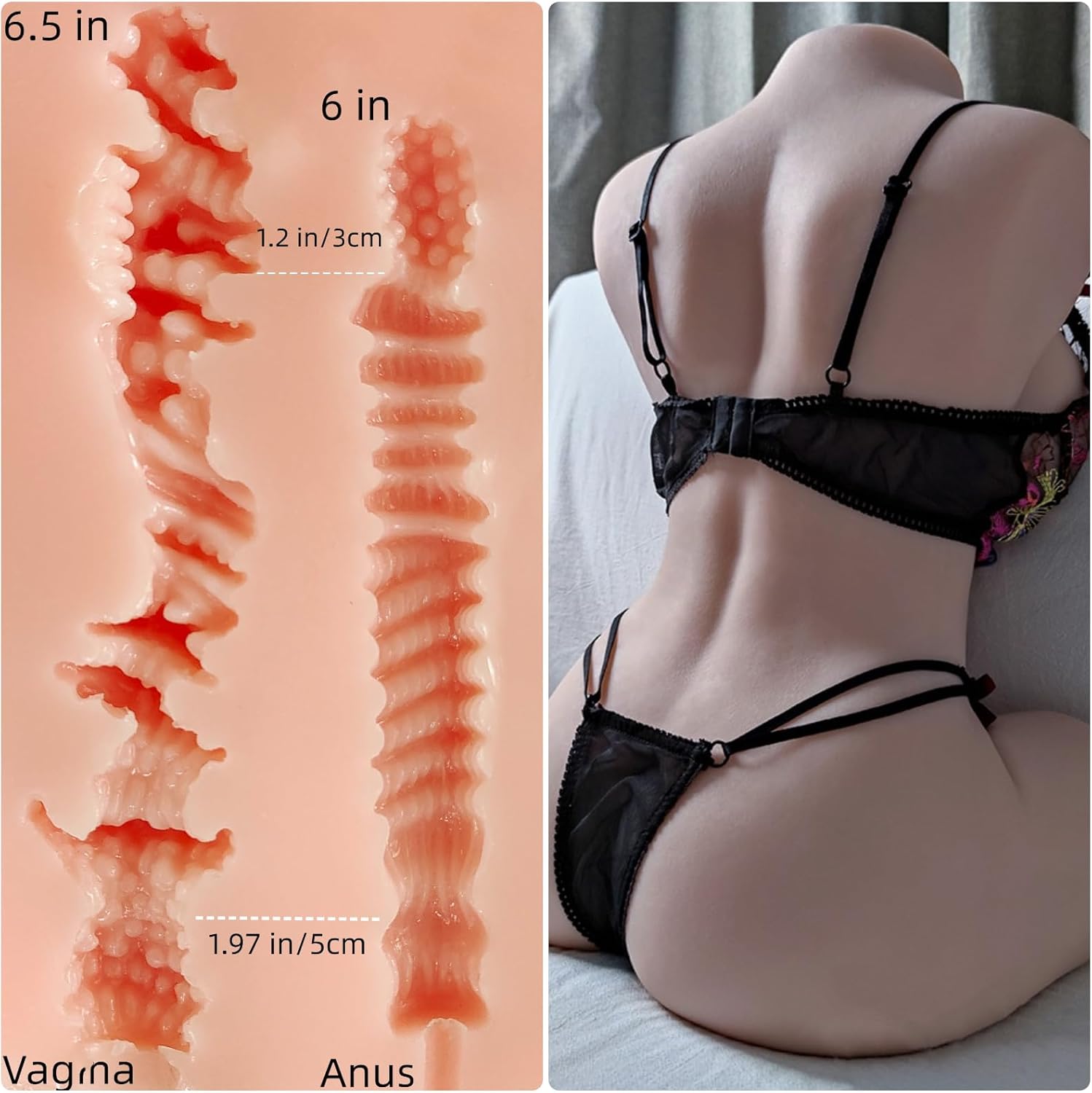 Muñeca sexual de 9.5 libras, masturbadores masculinos culo realista de bolsillo con pechos grandes, vagina anal texturizada para masturbación de