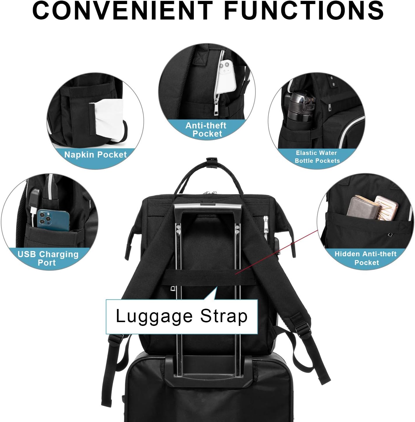 Mochila para laptop de 17 pulgadas para mujer, bolsa de trabajo de computadora (actualizada)