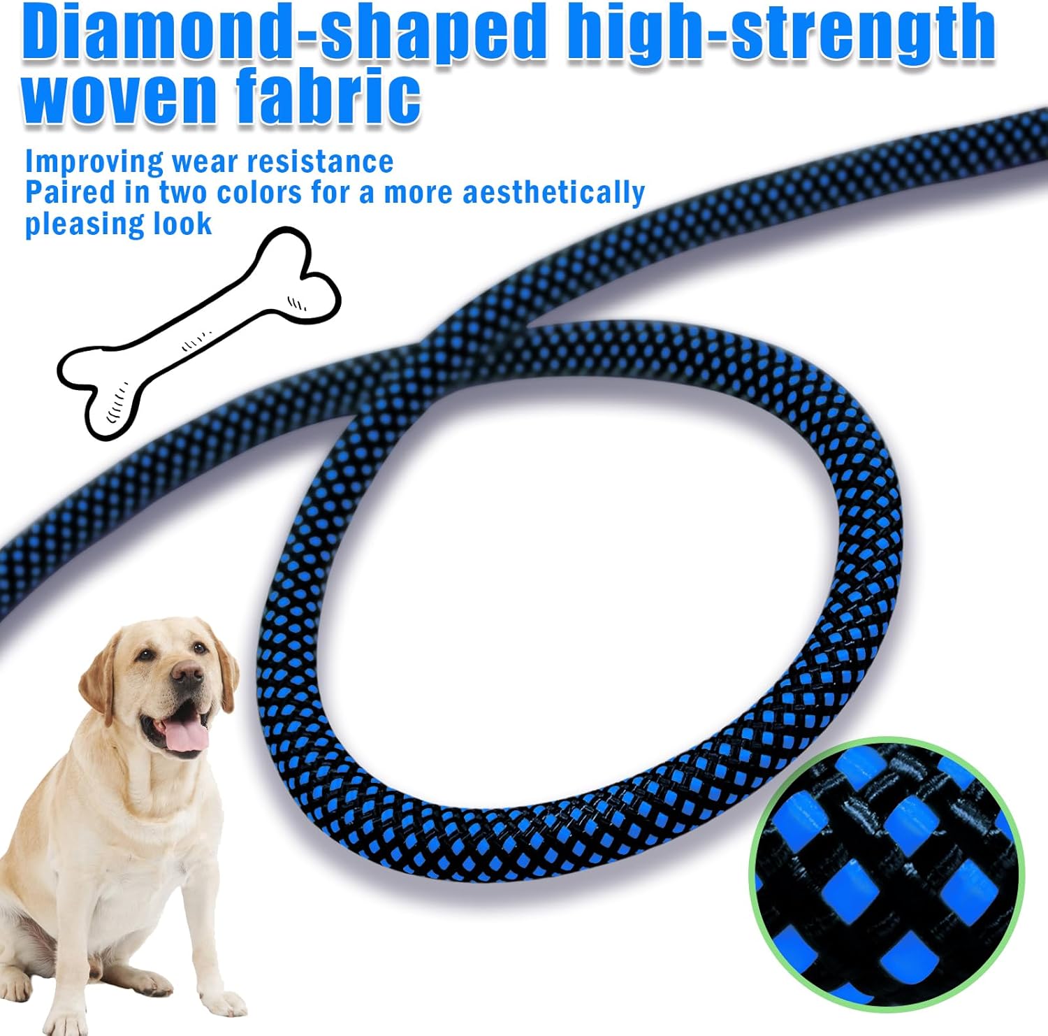 NAZOU Correa de perro de 12 pulgada para perros medianos y grandes de 4 pies, 6 pies, 10 pies, 15 pies, correa resistente para perro, correa