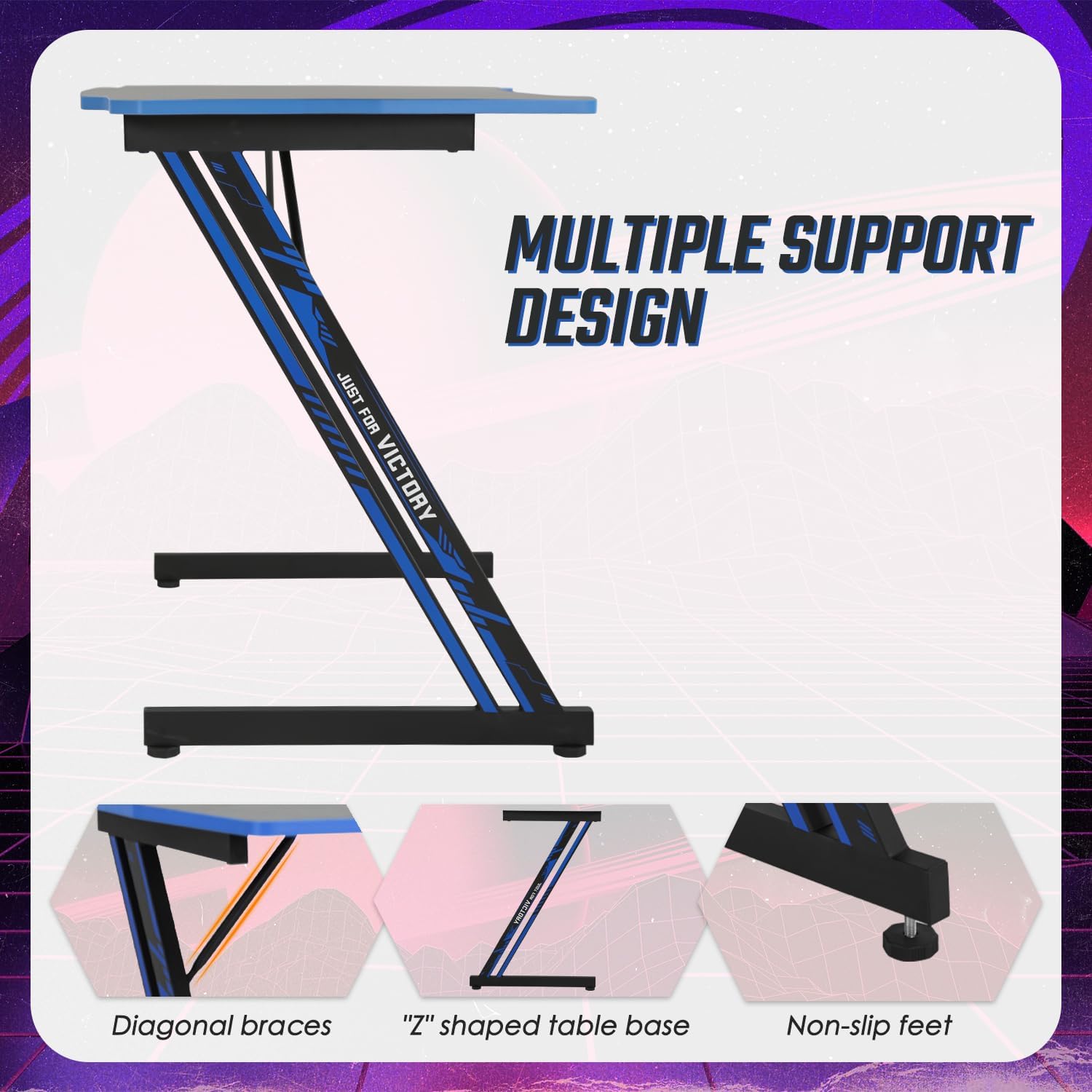MGHH Escritorio para juegos de 39 pulgadas, escritorio para computadora en casa, oficina, en forma de Z, ergonómico, simple, mesa de juegos de PC