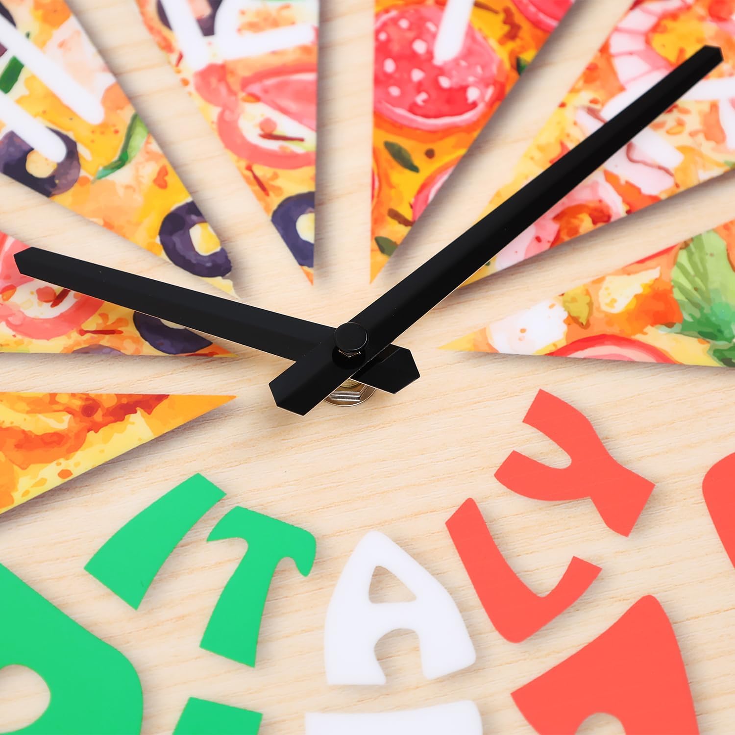 NUOVO Reloj de pared de 12 pulgadas, reloj de pared para pizza, funciona con pilas, silencioso, sin tictac, rústico, vintage, reloj de pared con