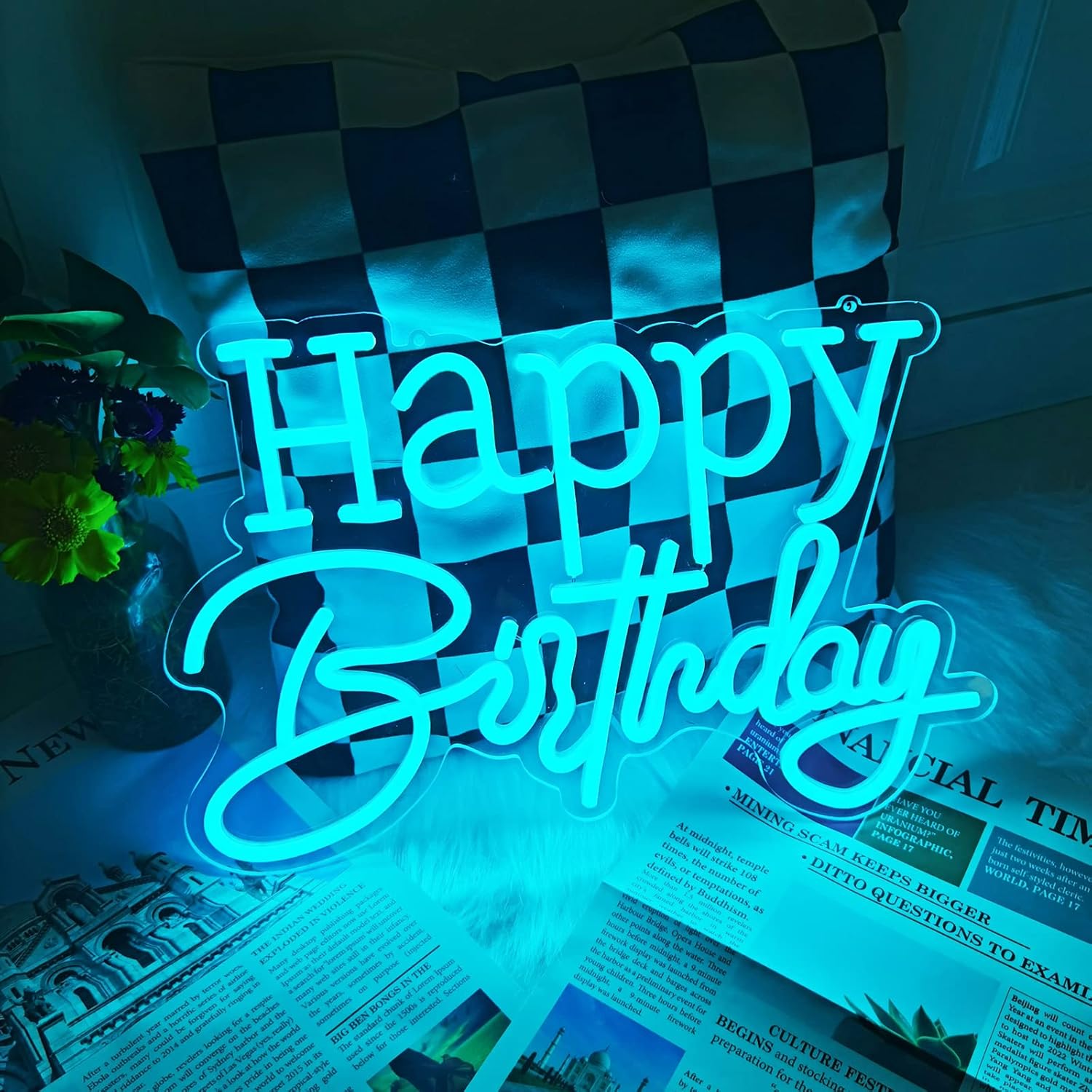 Letrero de neón LED azul hielo para decoración de pared, fiesta, dormitorio, habitación, hogar, cumpleaños, decoración de Navidad, regalo de