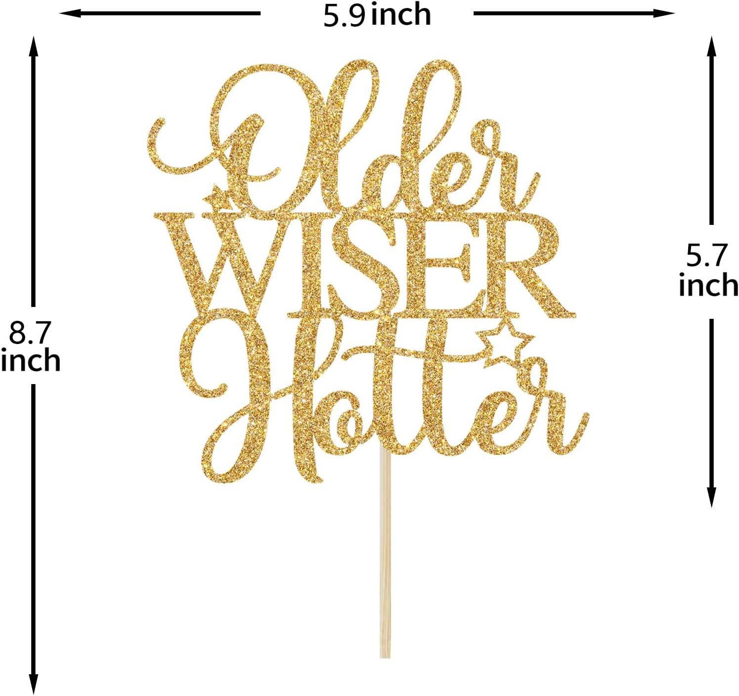 Older Wiser Hotter – Decoración para tartas, divertidos suministros de fiesta de cumpleaños para adultos, 30, 40, 50, 60, 70, 80, decoraciones de