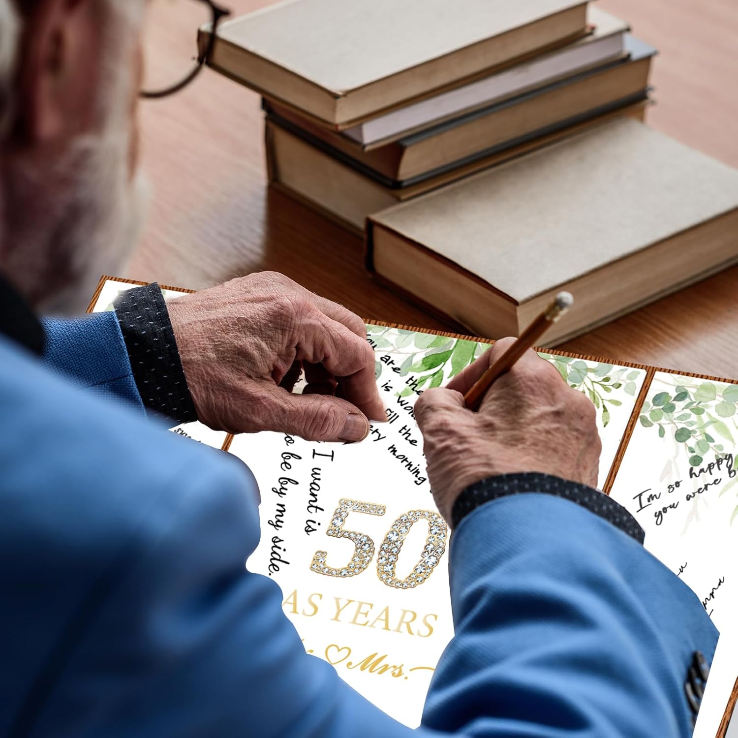 Crenics Decoraciones de 50 aniversario, alternativa creativa del libro de invitados del 50 aniversario, libro de firmas de 50 aniversario de 18 x 12