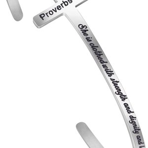 Brazalete en forma de cruz religioso pulsera con versículo de la biblia regalos cristianos joyas para mujeres Brazalete en forma de cruz religioso pulsera con versículo de la biblia regalos cristianos joyas para mujeres