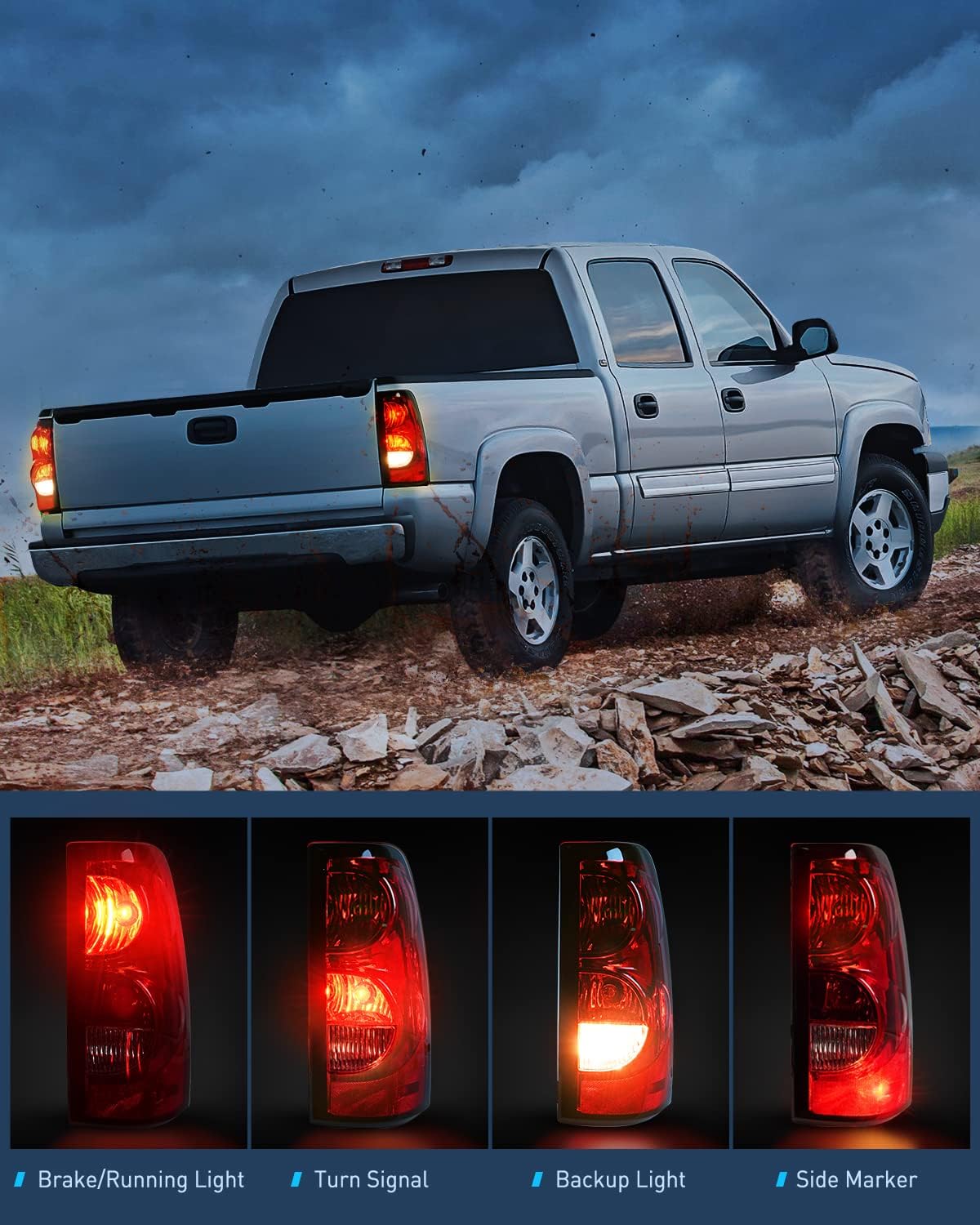 Nilight Conjunto de luz trasera del lado del pasajero para Chevy Silverado 1500 1500HD 2500 2500HD 3500 2007 Chevy Silverado Classic OE estilo